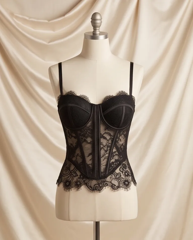 Corsetto rigido elegante pizzo donna