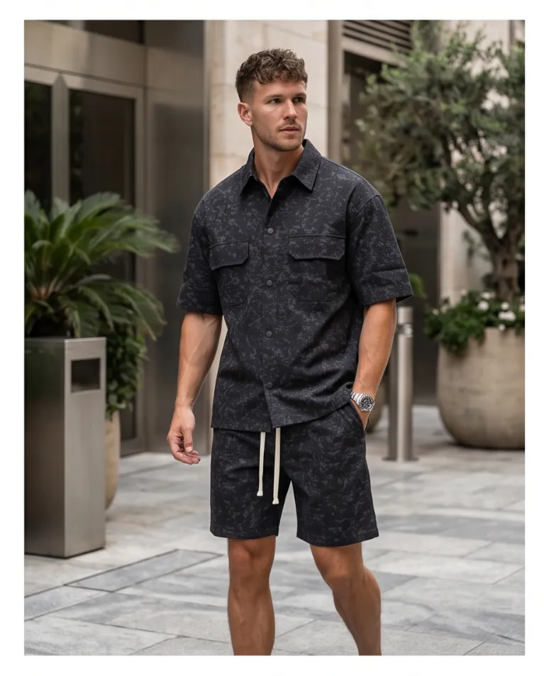 Set uomo in cotone spesso a coste coordinato casual
