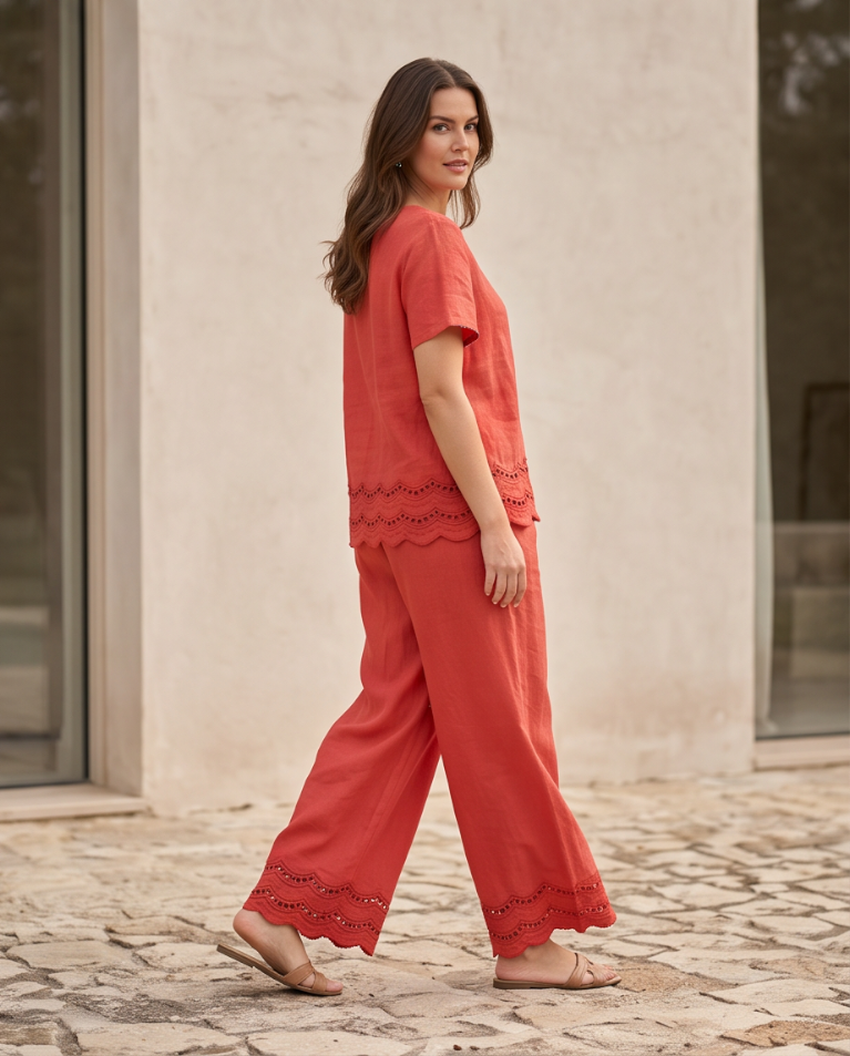 Coordinato curvy estivo dettagli uncinetto donna