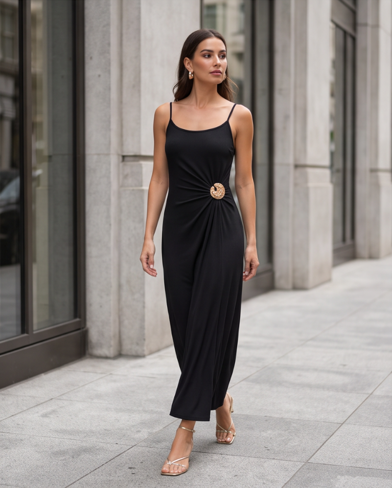 Abito lungo in cotone Top Quality dettaglio medaglione