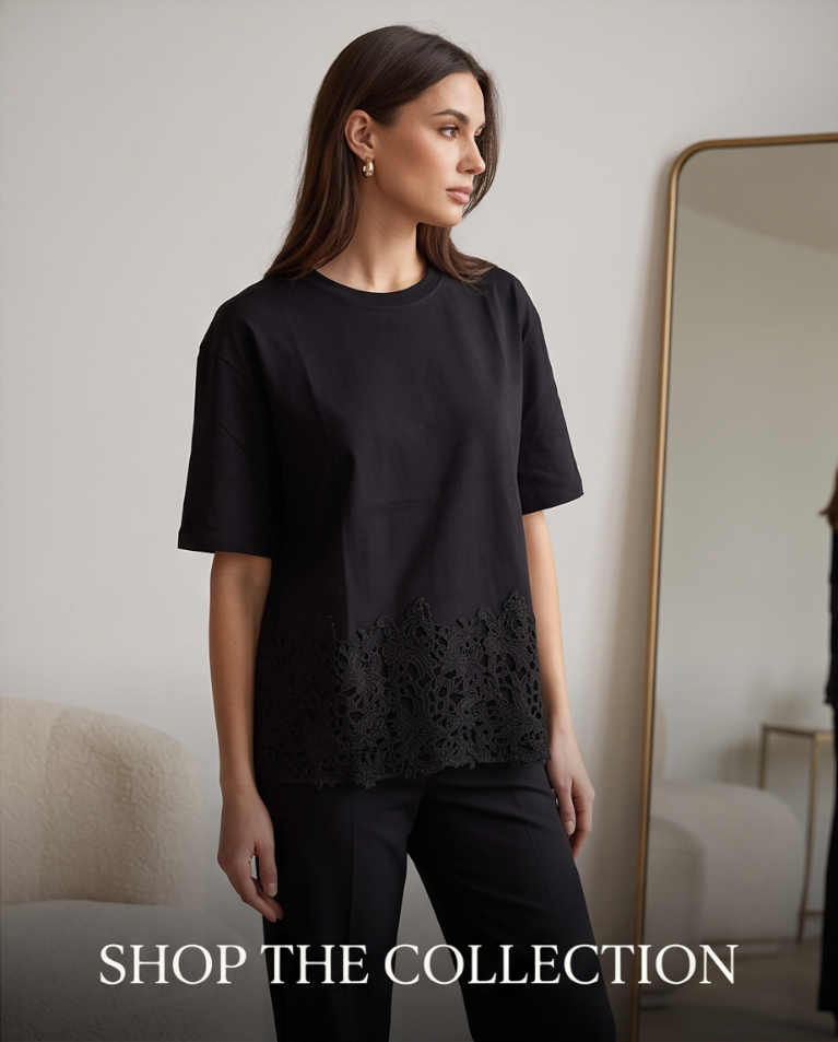 Blusa in cotone dettaglio uncinetto maglia donna