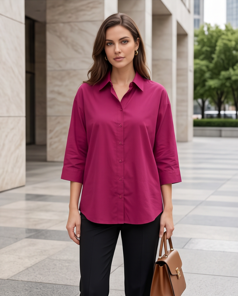 Camicia manica tre quarti blusa donna