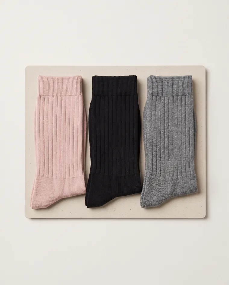 Tris calzini caldo cotone rosa grigio nero
