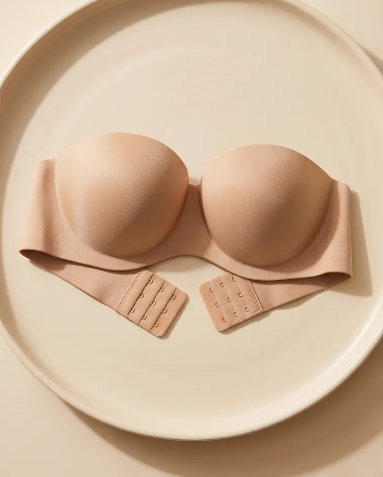 Top reggiseno nude rigido push-up coppa B doppio attacco regolabile
