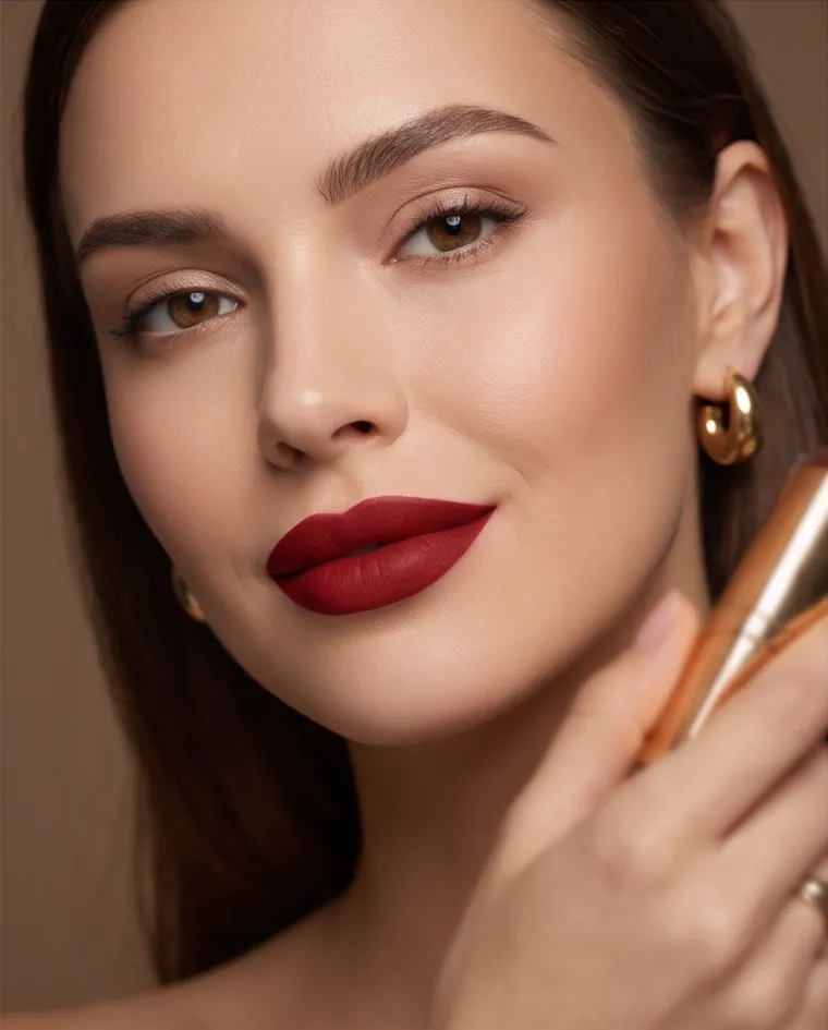 Rossetto matte rosso scuro colorazione 03