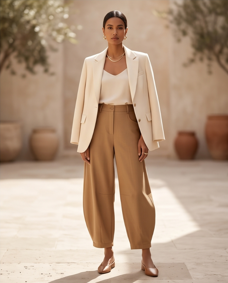 Pantalone elegante ballon elastico in vita donna