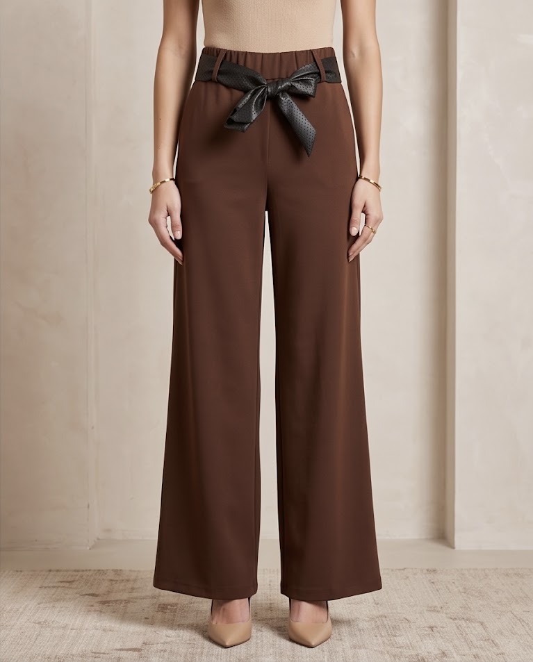 Pantalone palazzo elastico in vita media stagione
