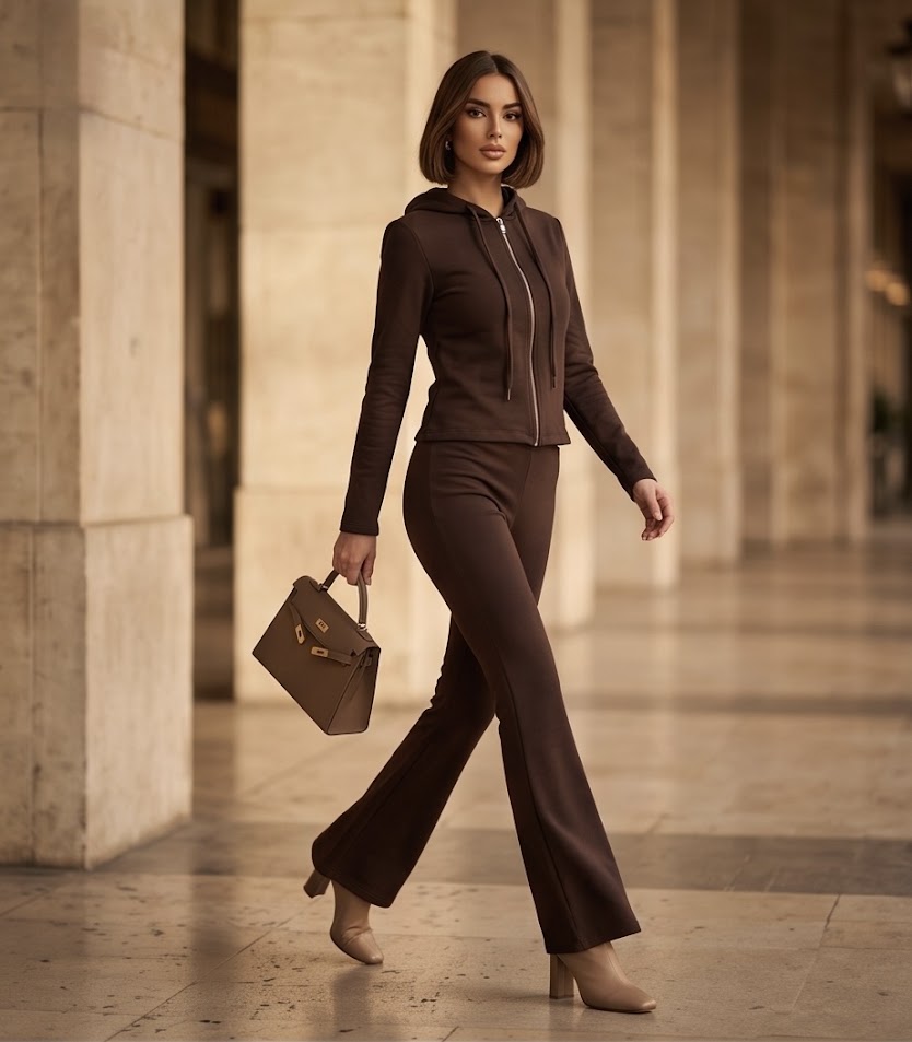 Tuta completa media stagione felpa corta leggings a zampa