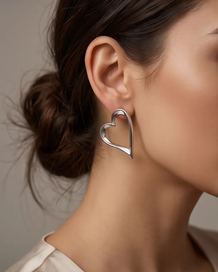 Orecchini argento cuore steel donna