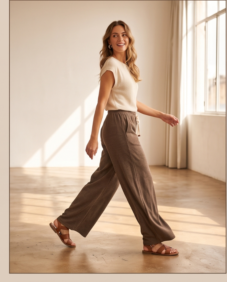 Palazzo spigato media stagione pantalone casual donna