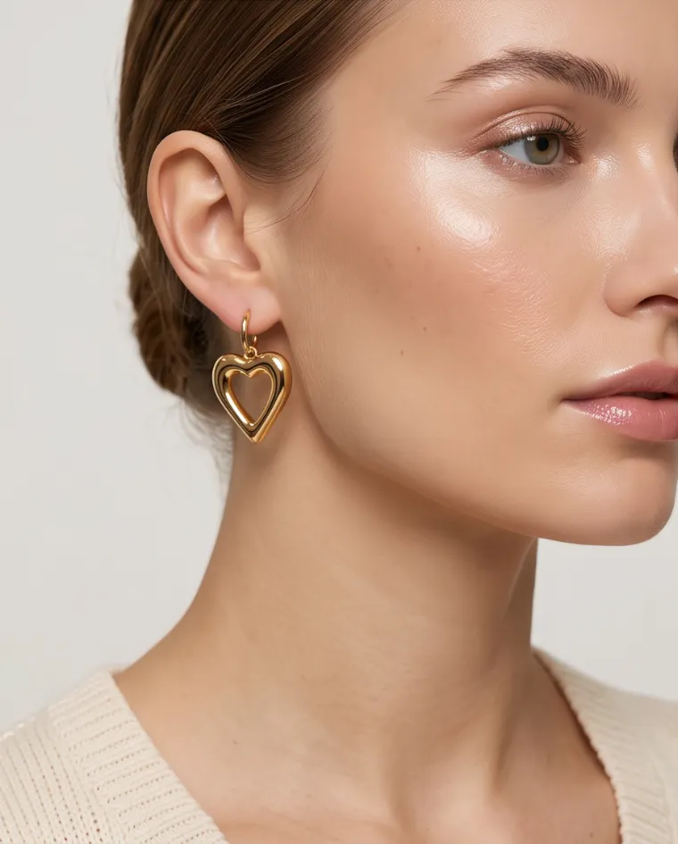 Orecchini cuore dorati steel donna
