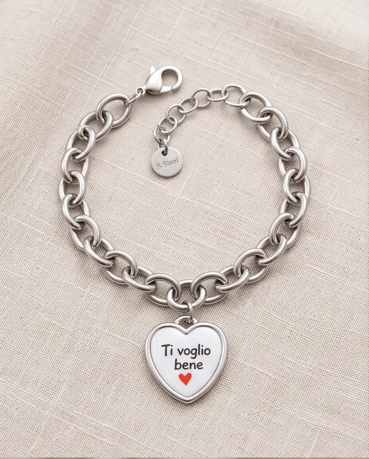 Bracciale acciaio argentato TVB
