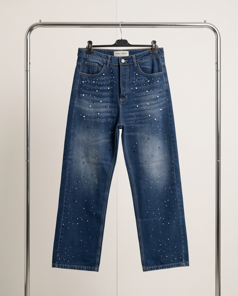 jeans uomo perle e strass