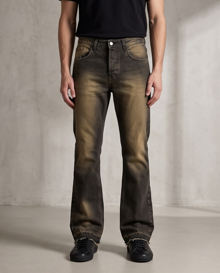 Jeans zampa sabbiati uomo