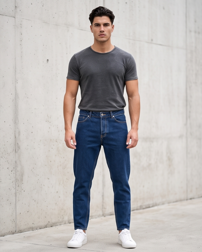 Denim classico tessuto fermo uomo