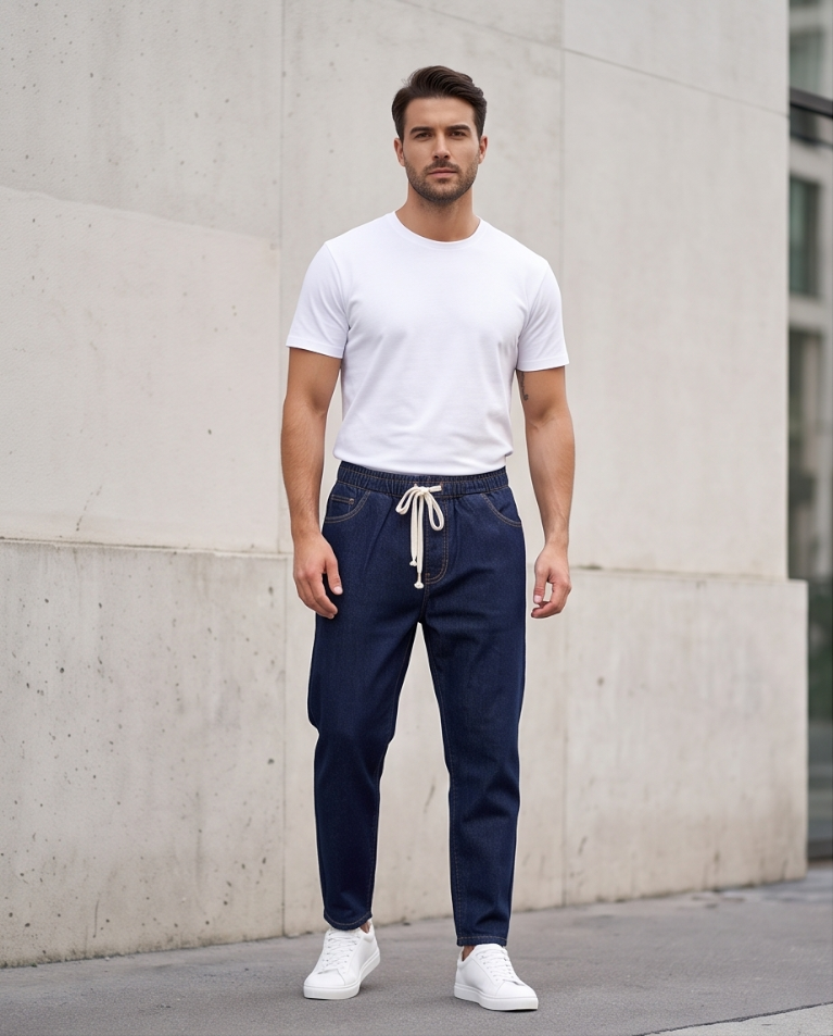 Jogger uomo denim basic