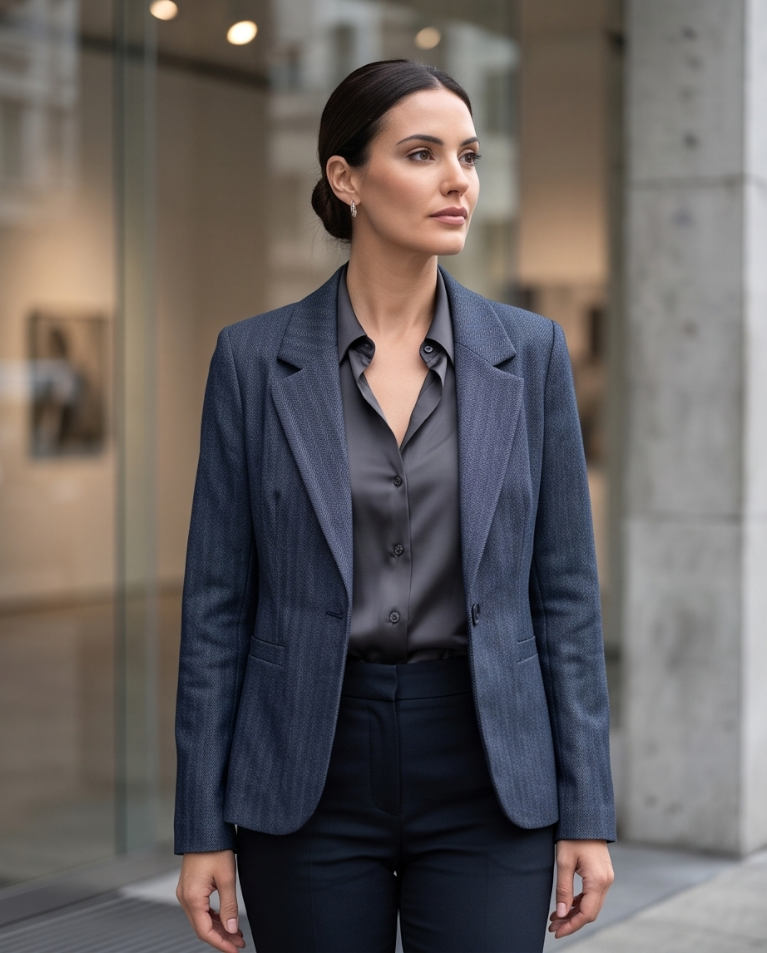 Blazer elasticizzato coordinabile spigato donna