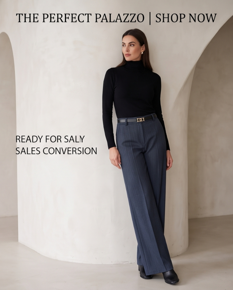 Pantalone palazzo elasticizzato spigato coordinabile