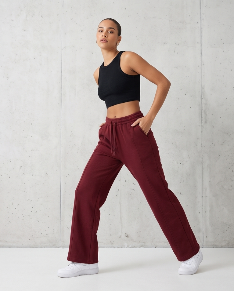 Pantalone dritto casual sportivo media stagione donna