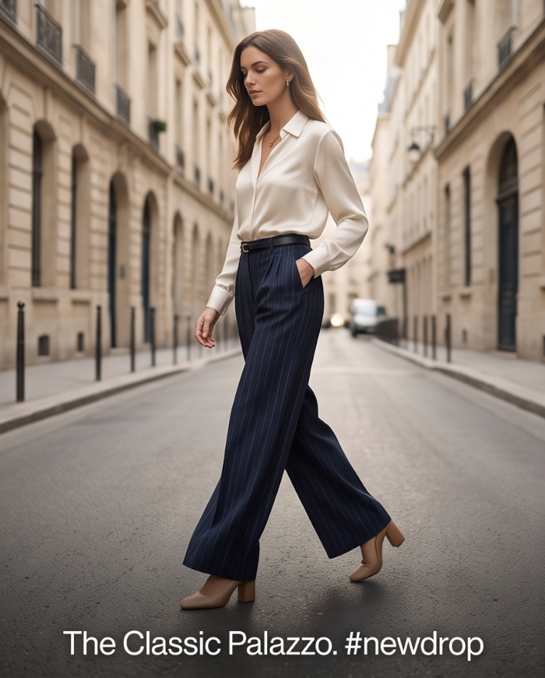 Palazzo gessato coordinabile tessuto elasticizzato donna