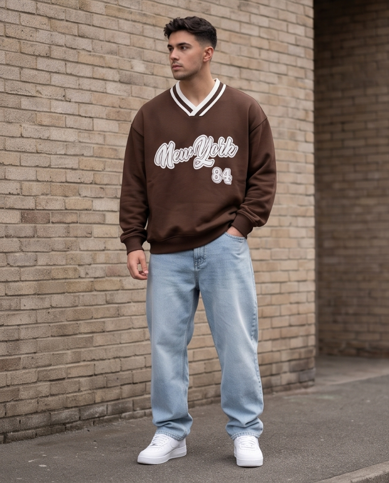 Felpa over fit garzata Top Quality uomo