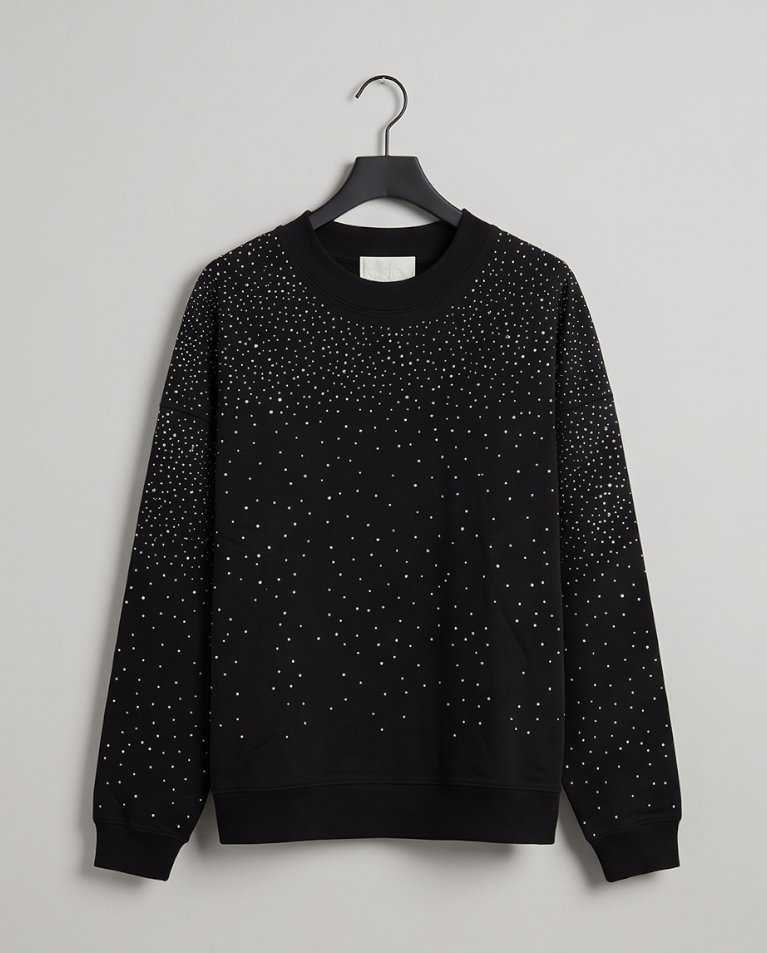 Felpa strass uomo garzata Top Quality vestibilità over fit