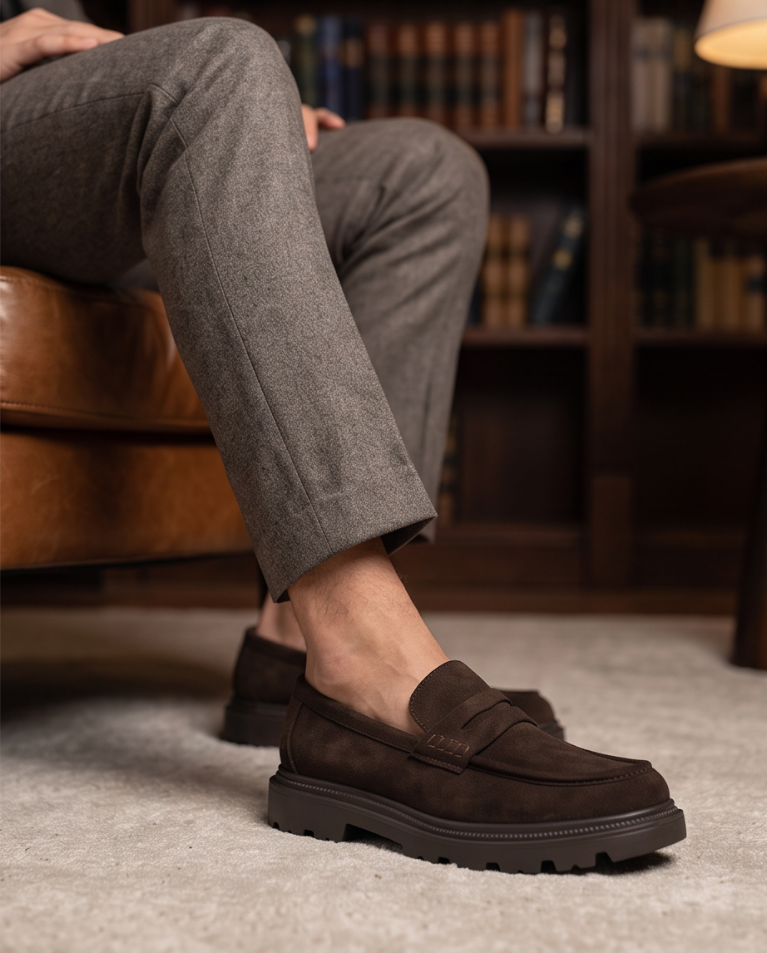 Mocassino uomo camoscio elegante sportivo