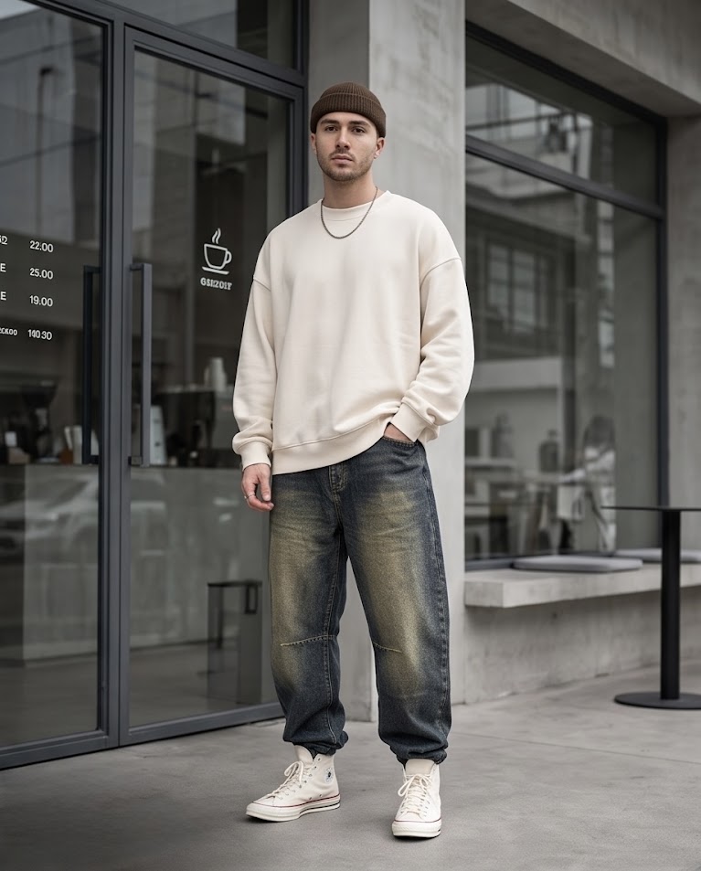 Jeans ballon sabbiato uomo