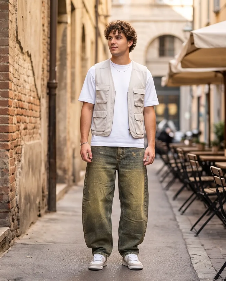 Ballon uomo graffiato jeans lavaggio