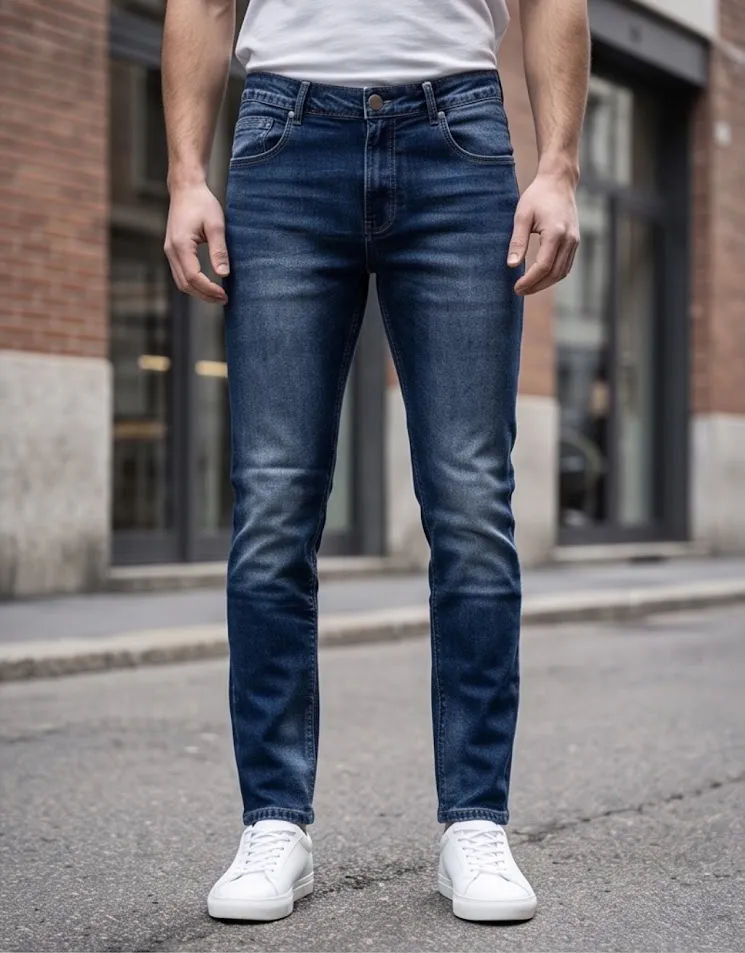 Jeans scuro Capri sfumato elasticizzato uomo