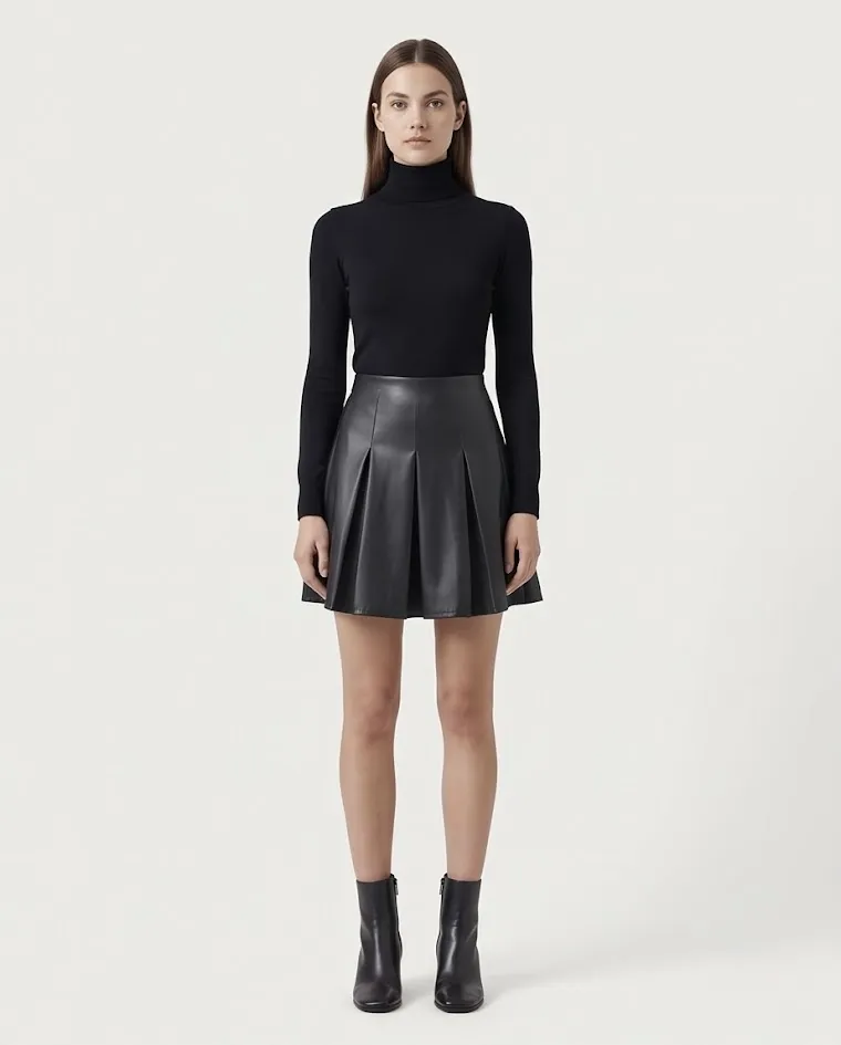 Gonna corta invernale ecopelle zip laterale