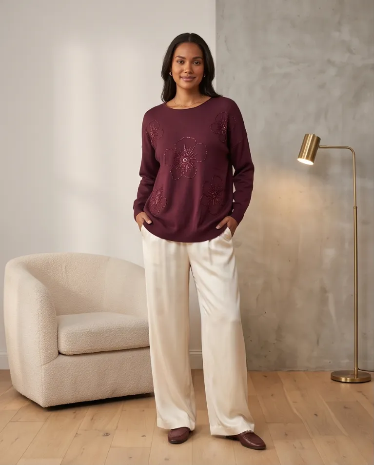 Maglioncino comodo paillettes donna
