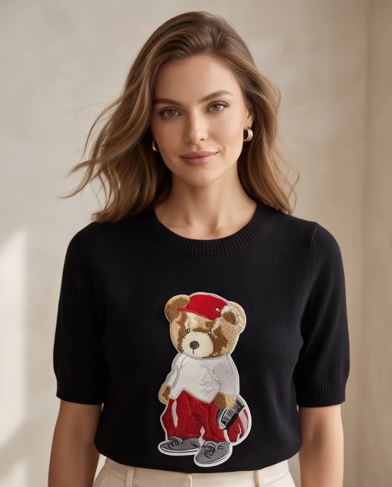 Maglioncino orsetto manica corta donna