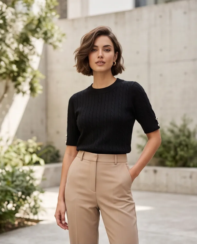 Maglioncino trecce manica corta donna