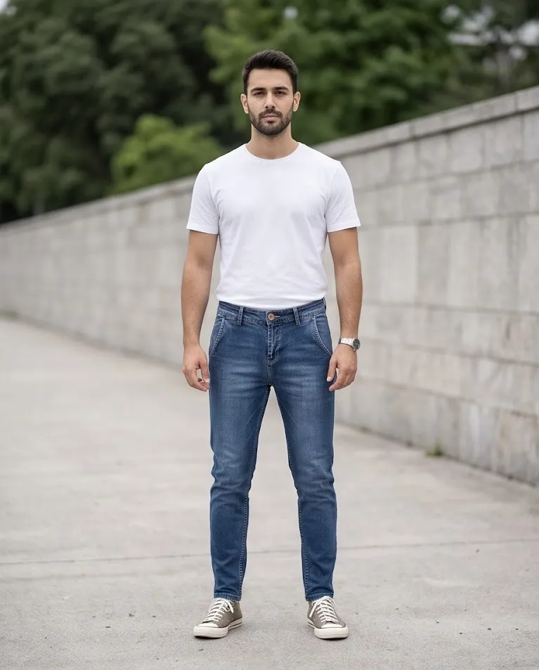 Jeans Capri tasca retta elasticizzato uomo