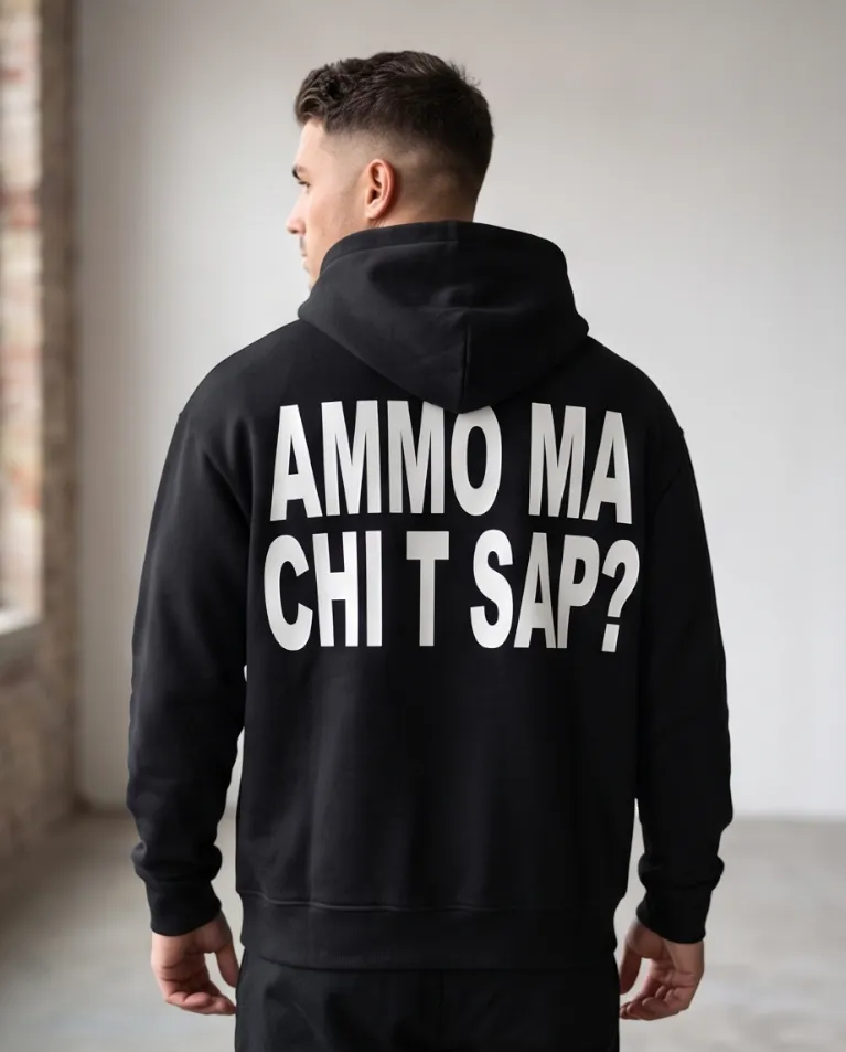Felpa dialetto Napoli unisex garzata media stagione