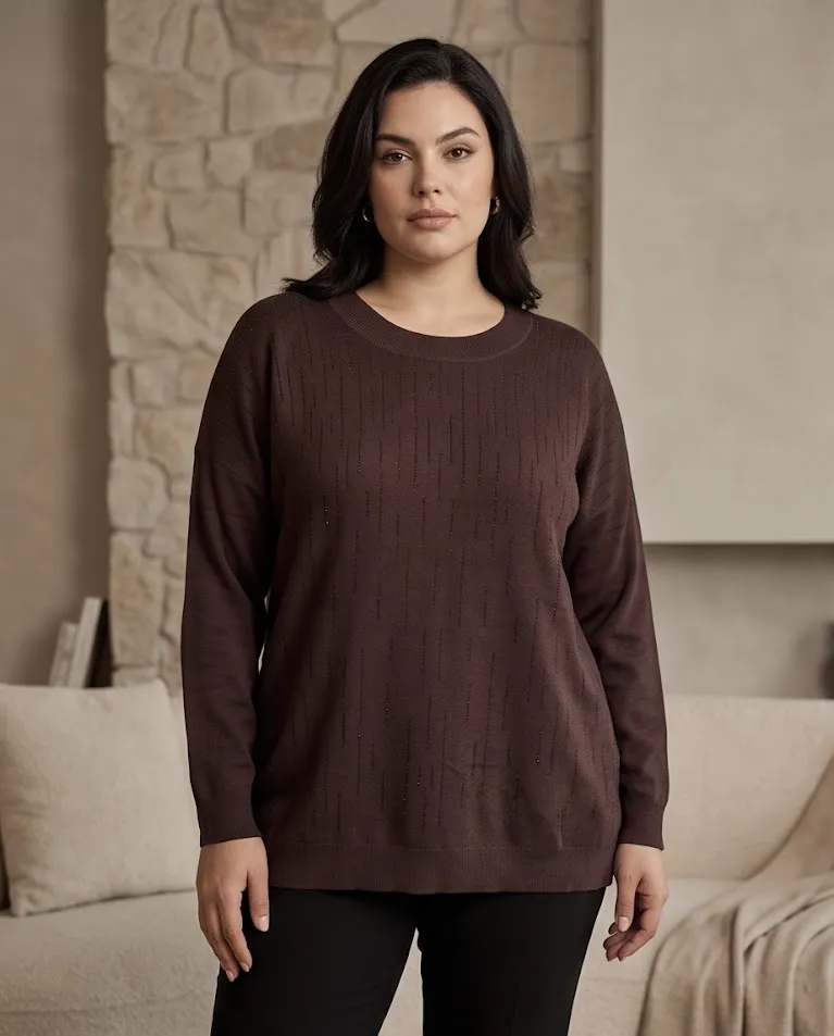 Maglioncino curvy con strass comodo donna