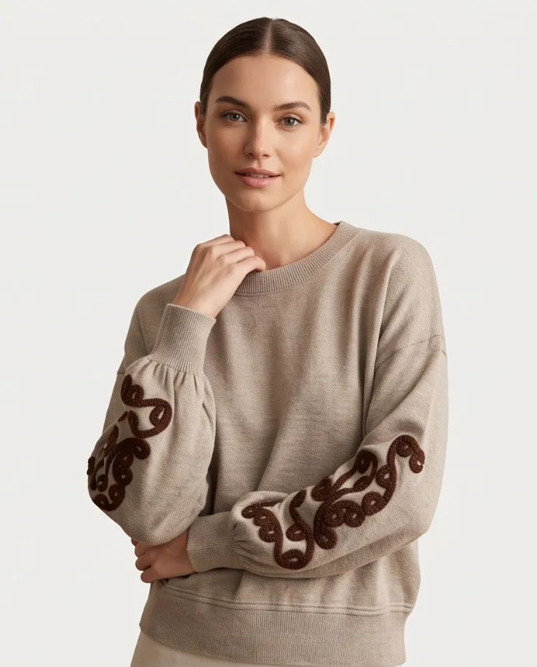 Maglioncino ricamo maniche donna
