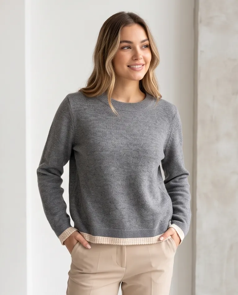 Maglioncino dettaglio bicolore donna