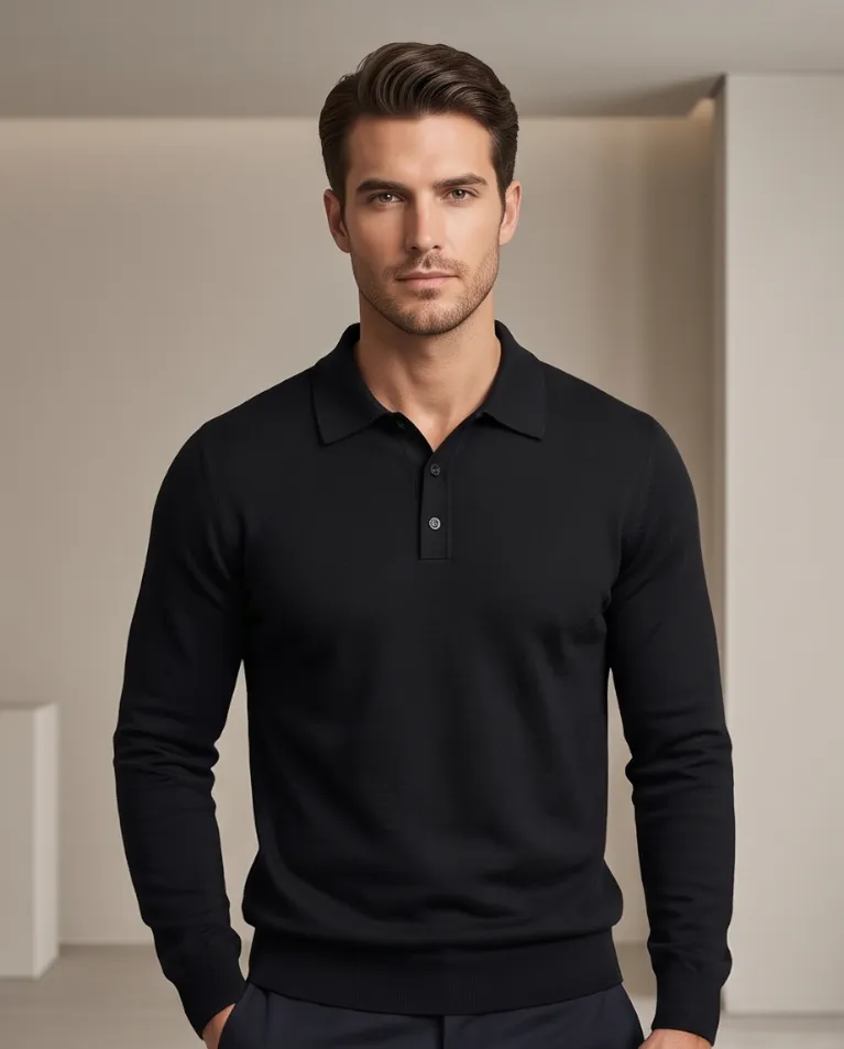 Maglioncino polo tre bottoni medio sagomato Autunno Inverno