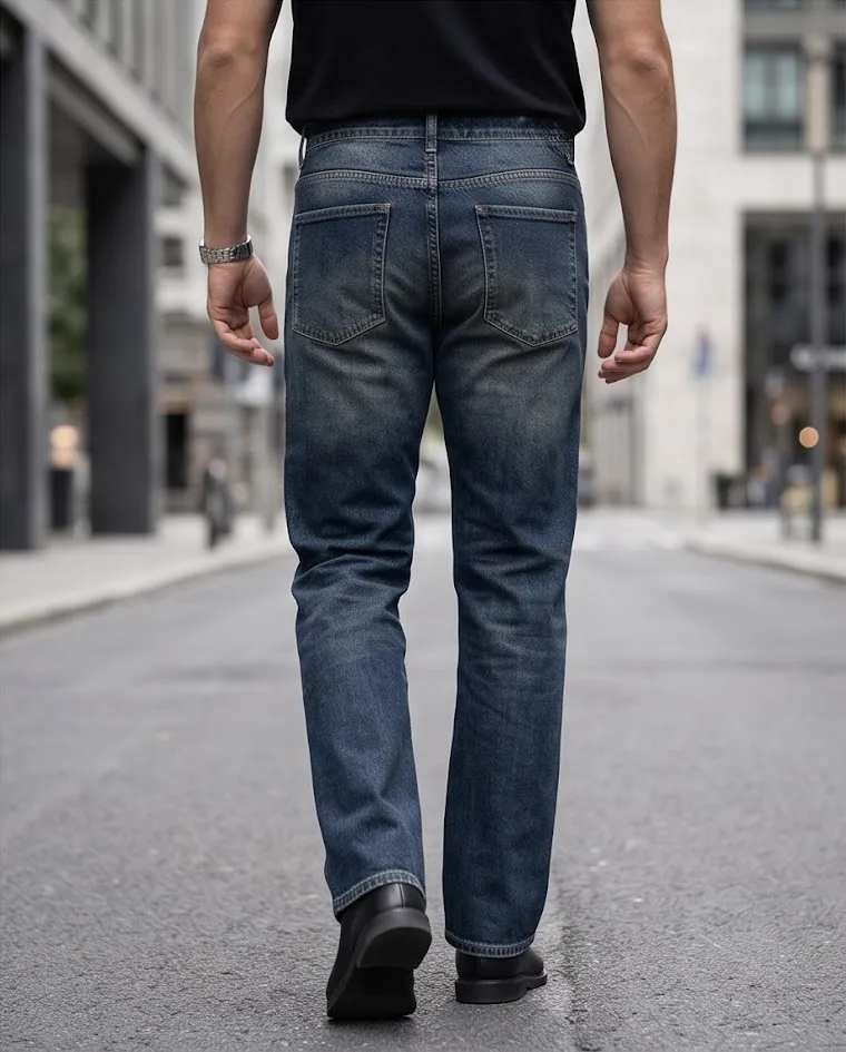 Jeans dritti uomo denim sfumato