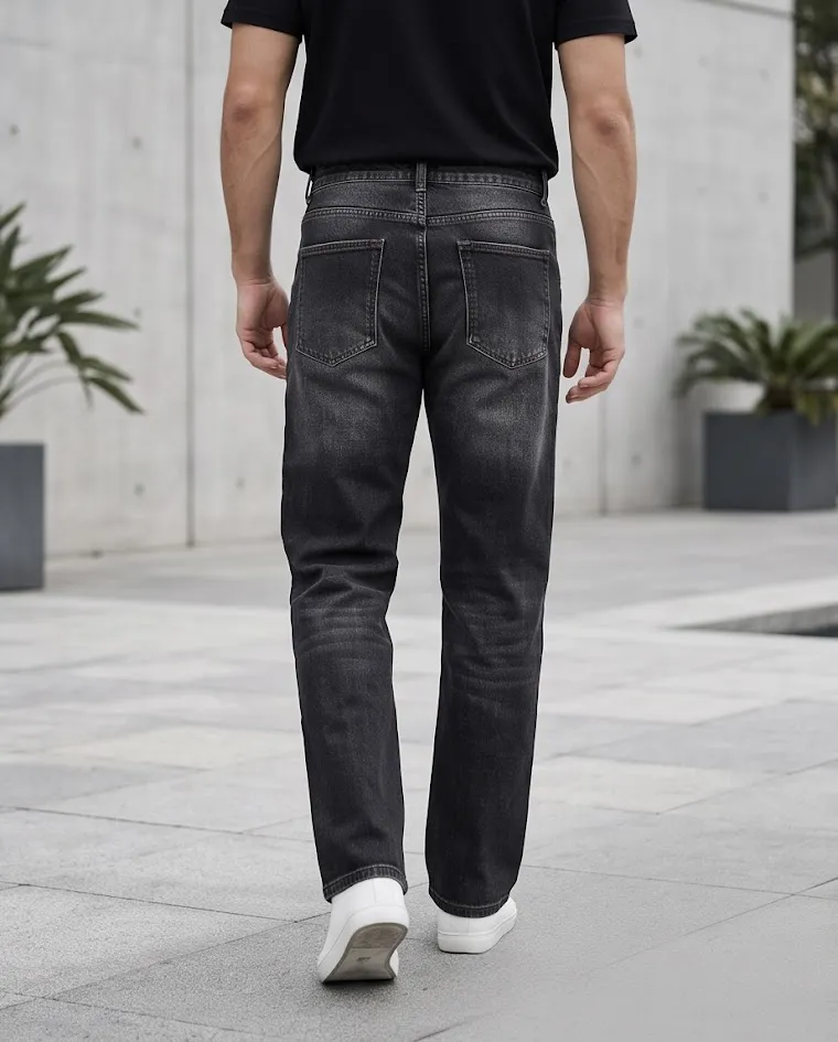 Jeans dritti uomo nero sfumato