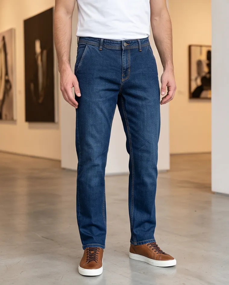 Jeans uomo elasticizzato lunghezza regolare tasca retta