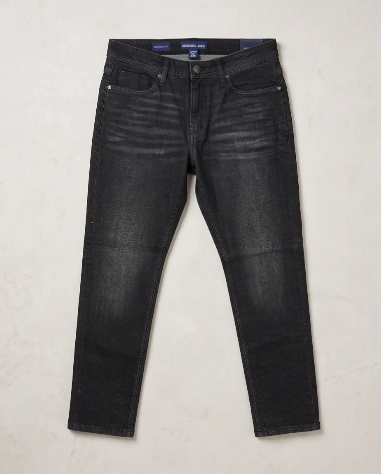 Jeans uomo nero sfumato sagomato elasticizzato