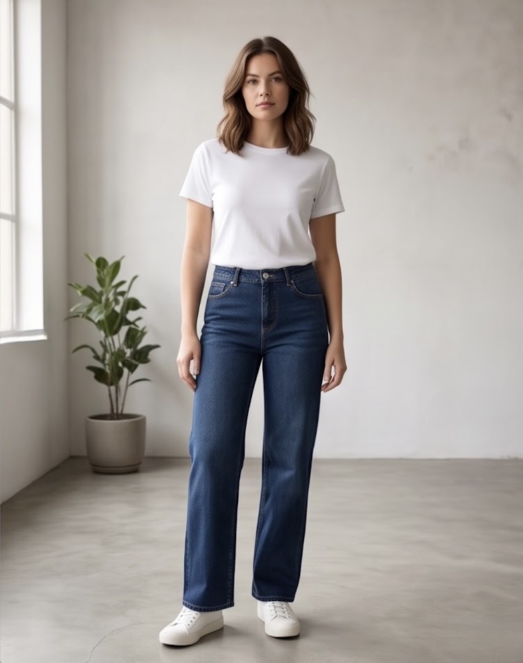 Jeans dritti denim basic donna