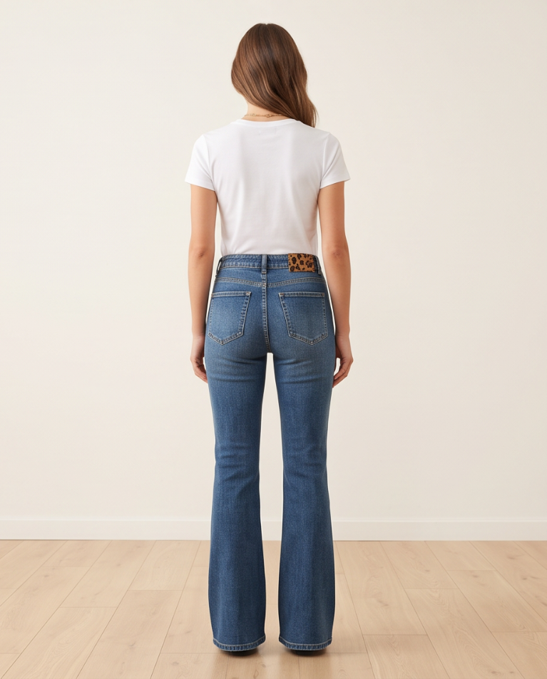 Denim medio jeans zampa elasticizzato donna