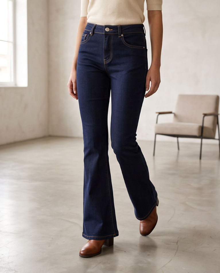 Zampa scuro jeans sagomato donna