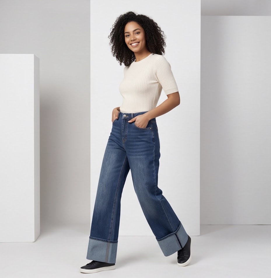 Palazzo balza denim donna