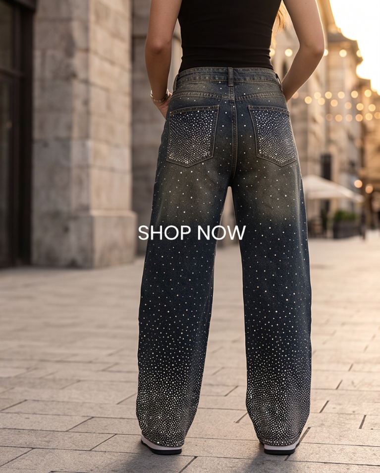 Ballon strass jeans eleganti donna