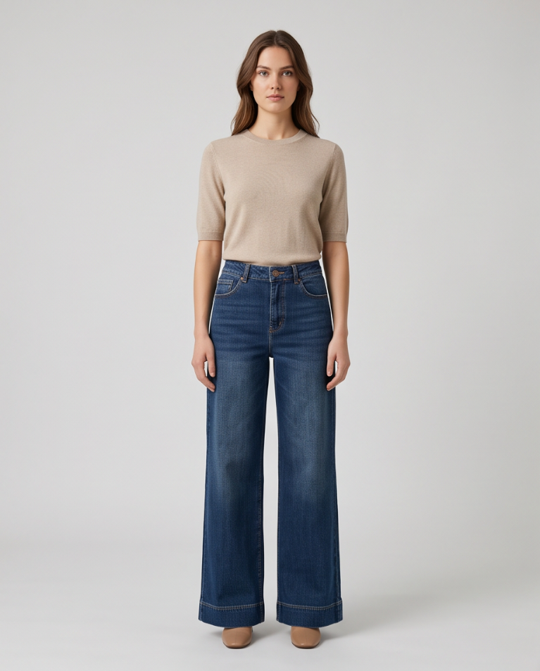 Jeans palazzo curvy elasticizzato donna